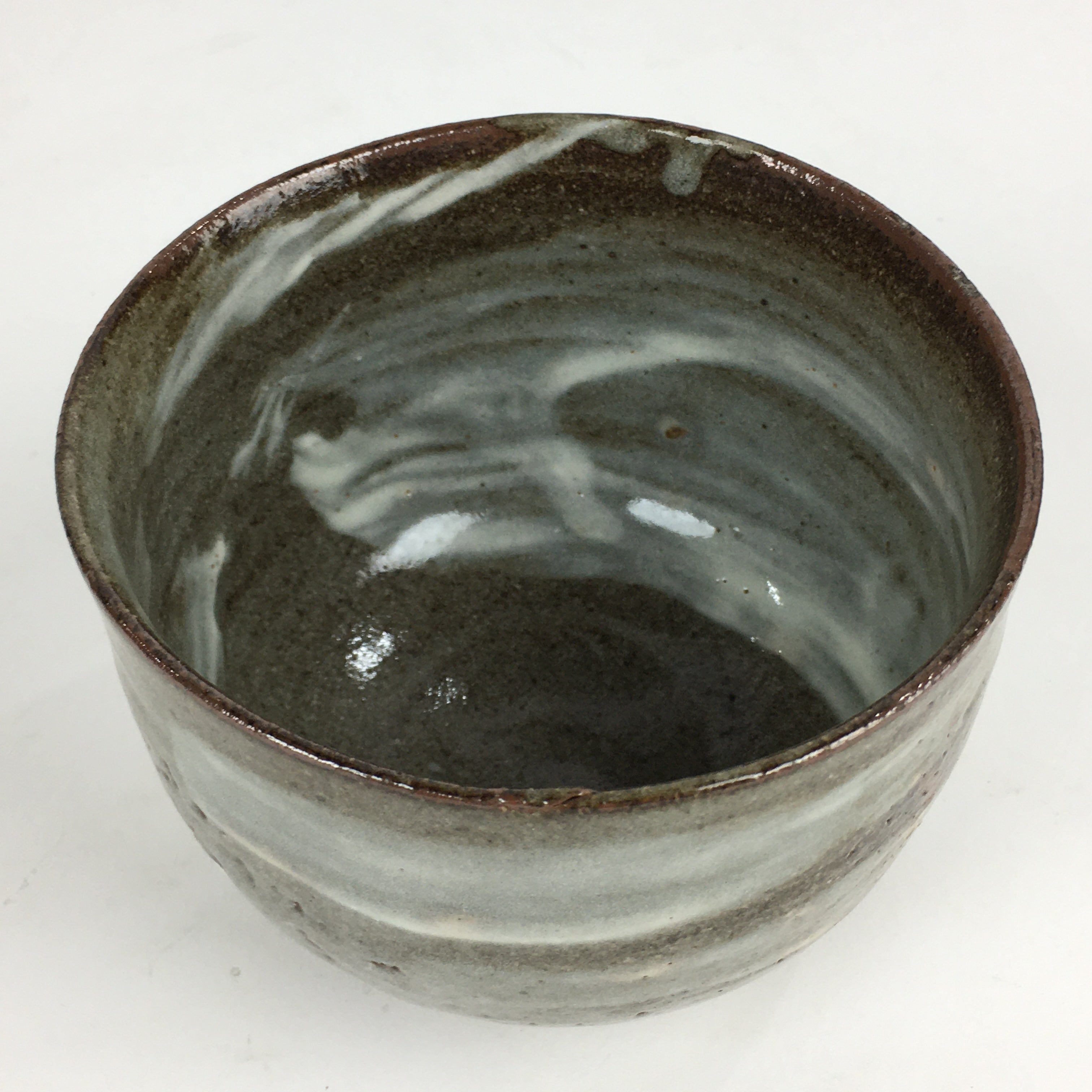 Japanese Ceramic Tea Ceremony Green Tea Bowl Vtg Chawan Gray GTB887