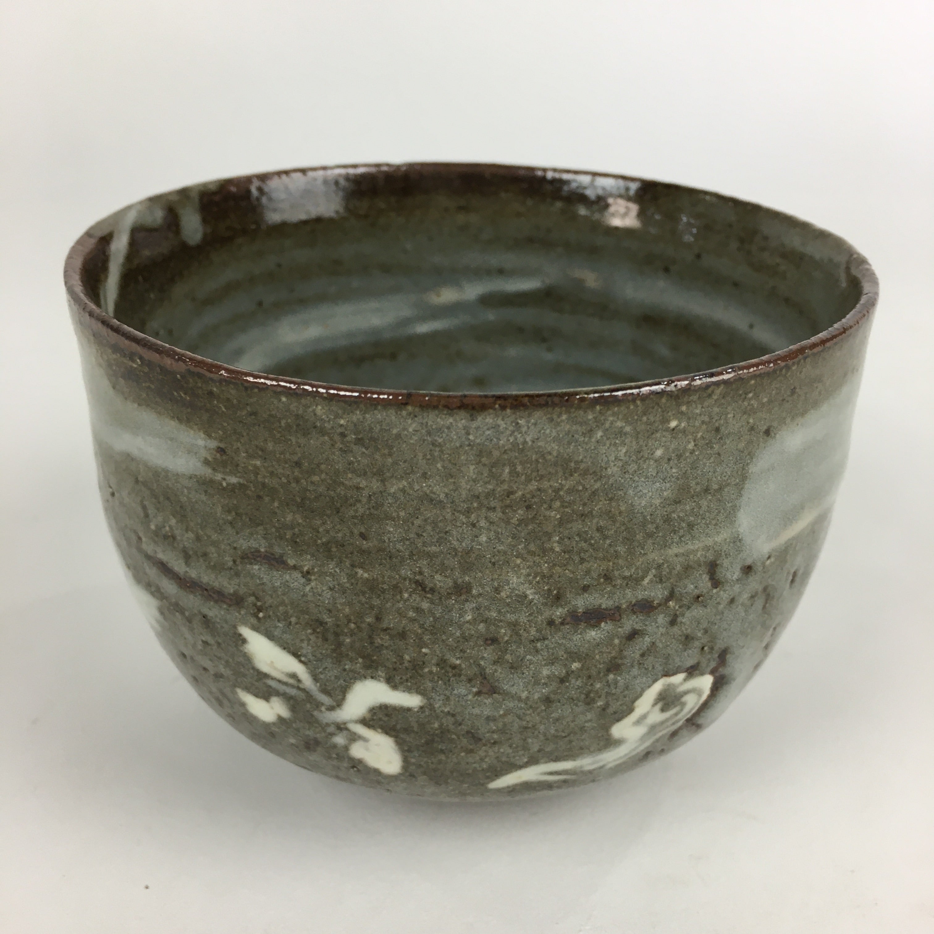 Japanese Ceramic Tea Ceremony Green Tea Bowl Vtg Chawan Gray GTB887