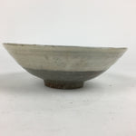 Japanese Ceramic Tea Ceremony Green Tea Bowl Vtg Chawan Gray White PP856