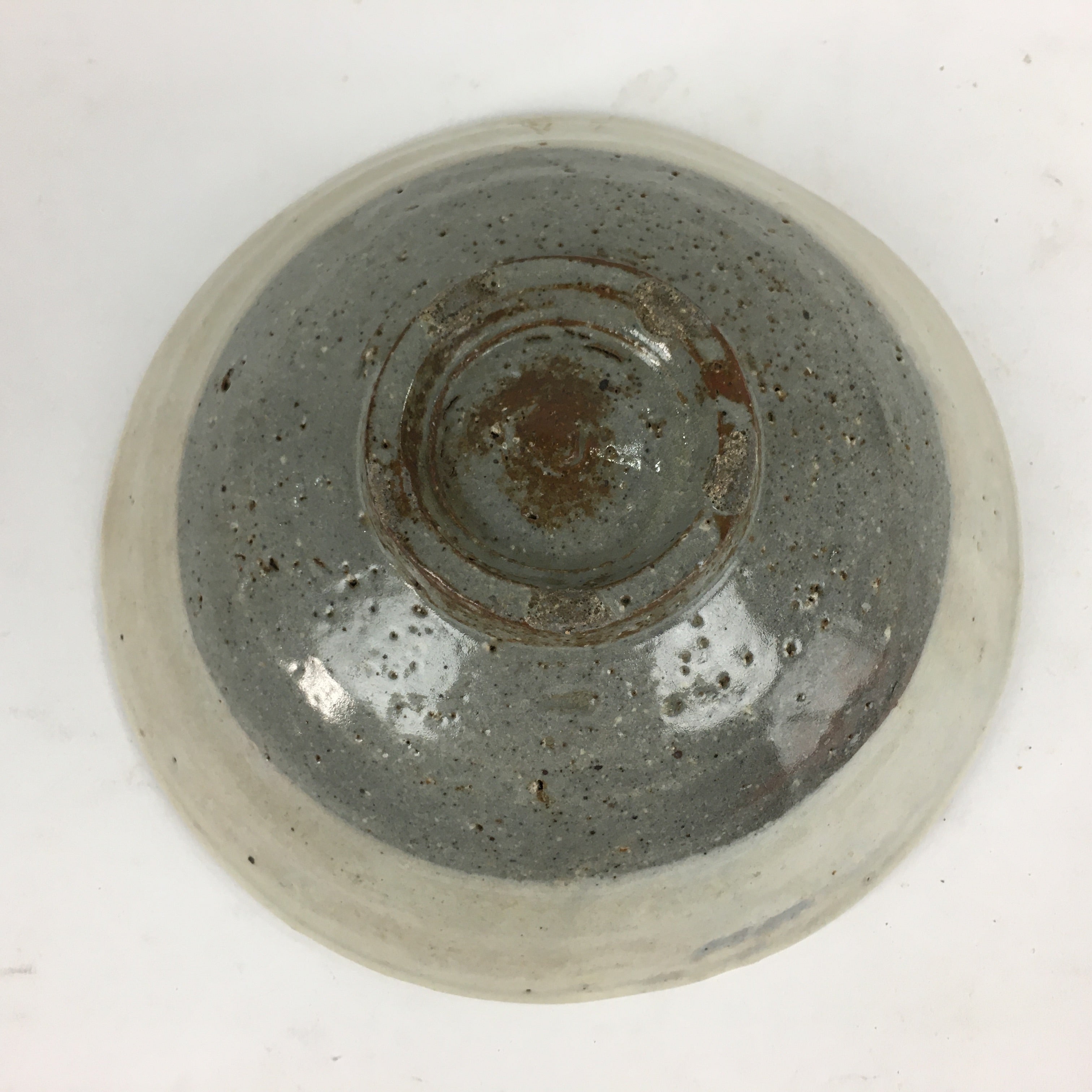 Japanese Ceramic Tea Ceremony Green Tea Bowl Vtg Chawan Gray White PP856