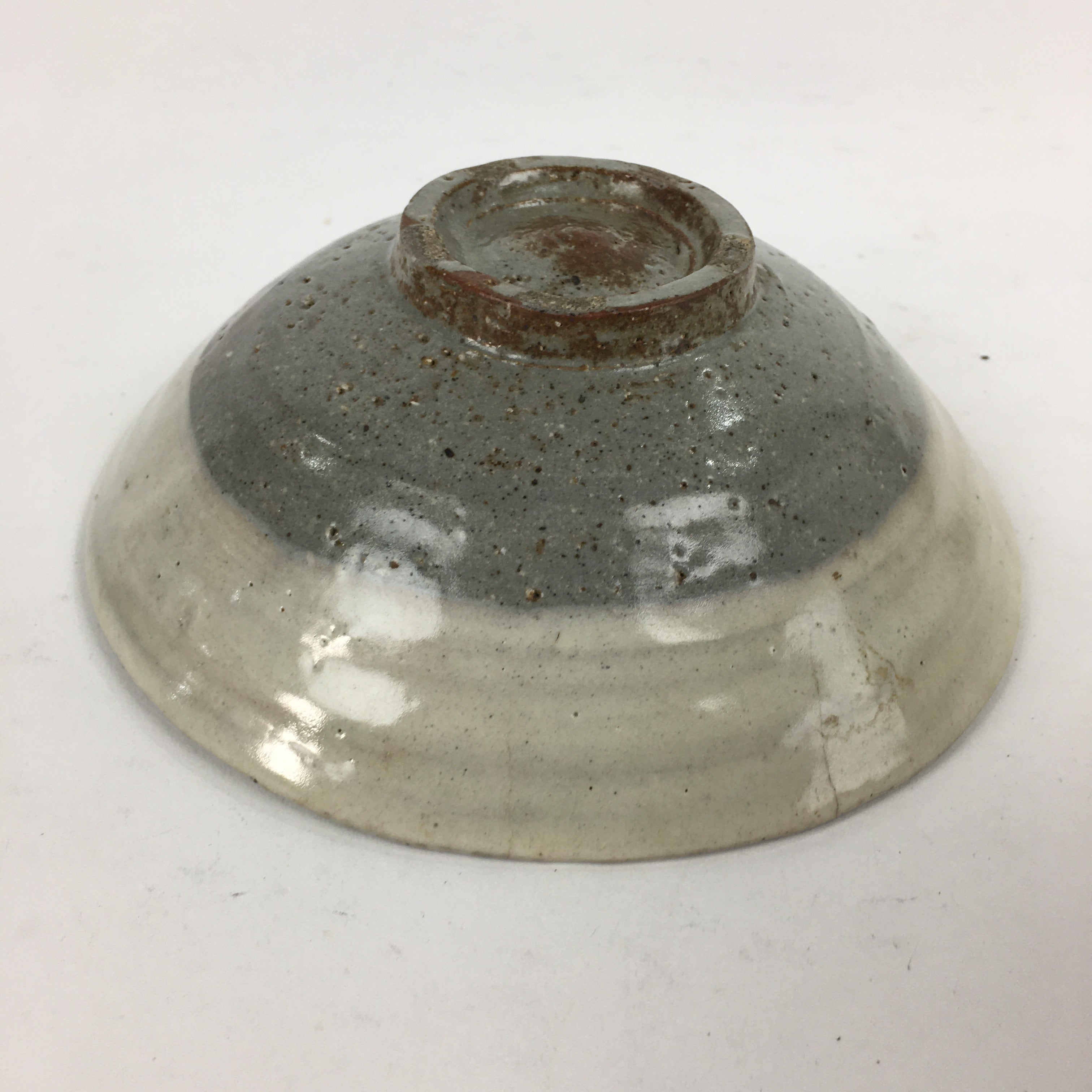 Japanese Ceramic Tea Ceremony Green Tea Bowl Vtg Chawan Gray White PP856
