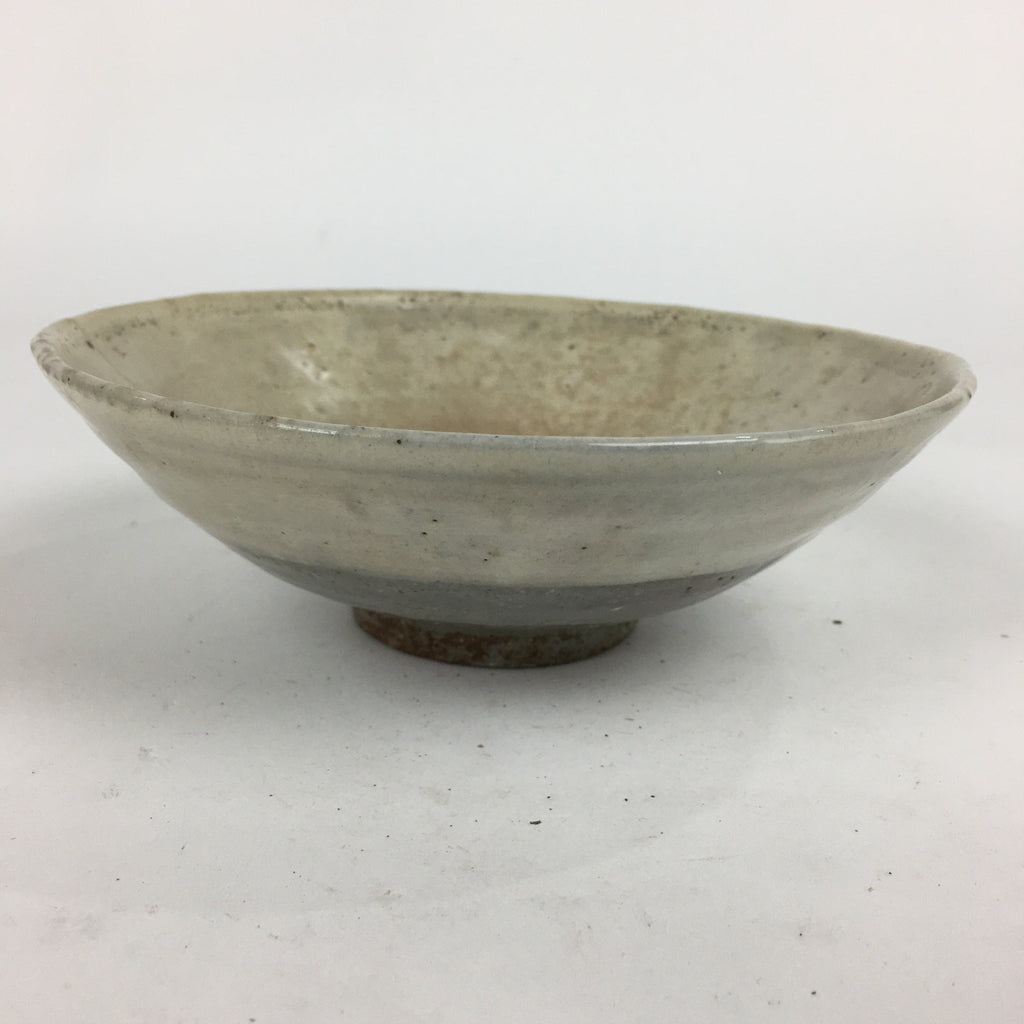 Japanese Ceramic Tea Ceremony Green Tea Bowl Vtg Chawan Gray White PP856