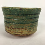 Japanese Ceramic Tea Ceremony Green Tea Bowl Vtg Chawan Green Brown GTB853