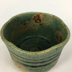 Japanese Ceramic Tea Ceremony Green Tea Bowl Vtg Chawan Green Brown GTB853