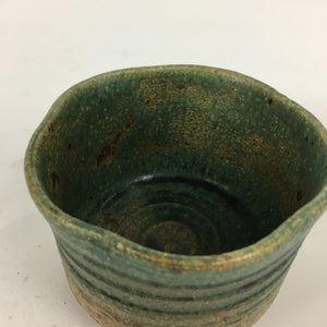 Japanese Ceramic Tea Ceremony Green Tea Bowl Vtg Chawan Green Brown GTB853