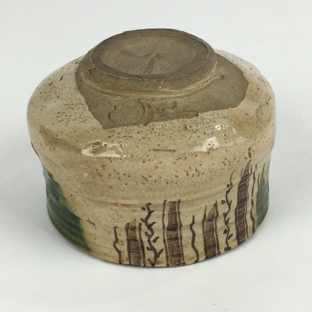 Japanese Ceramic Tea Ceremony Green Tea Bowl Vtg Chawan Green Oribe GTB908