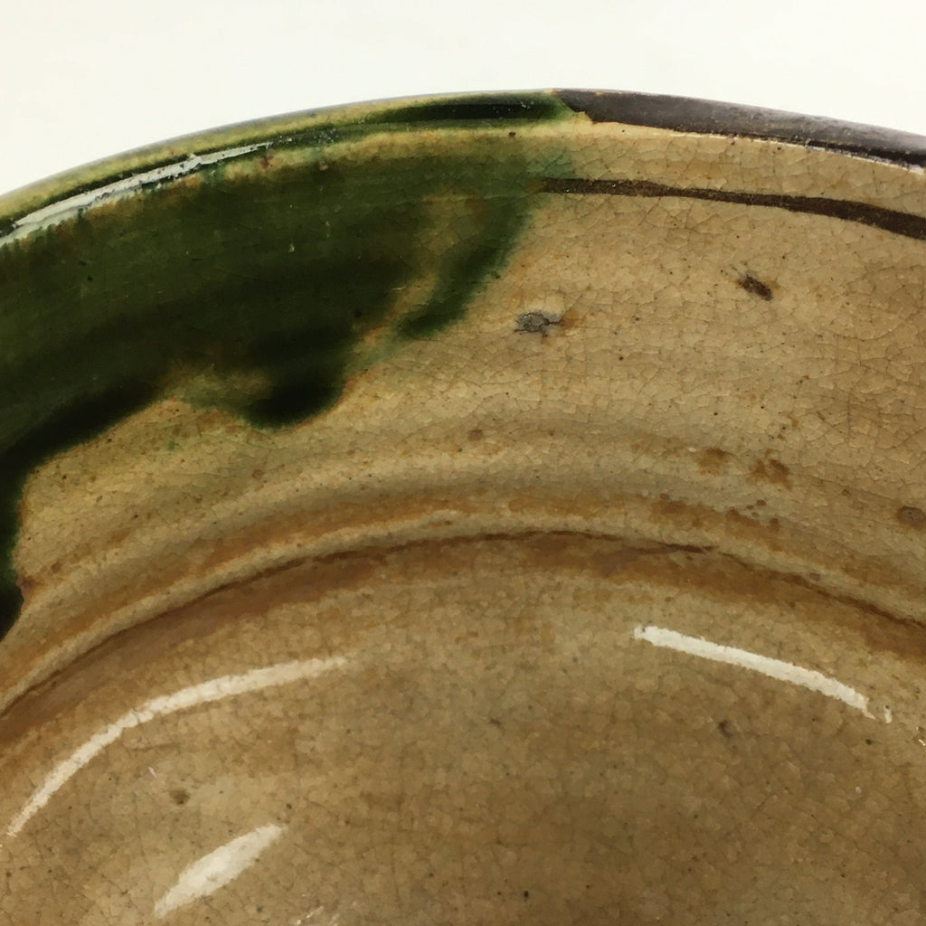 Japanese Ceramic Tea Ceremony Green Tea Bowl Vtg Chawan Green Oribe GTB908