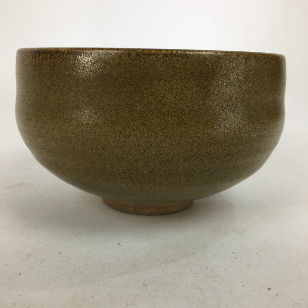 Japanese Ceramic Tea Ceremony Green Tea Bowl Vtg Chawan Light Brown GTB878