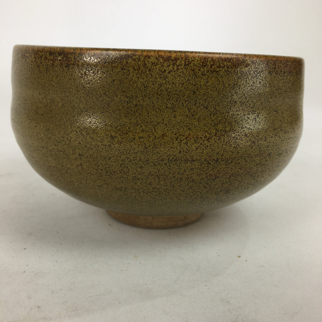 Japanese Ceramic Tea Ceremony Green Tea Bowl Vtg Chawan Light Brown GTB878