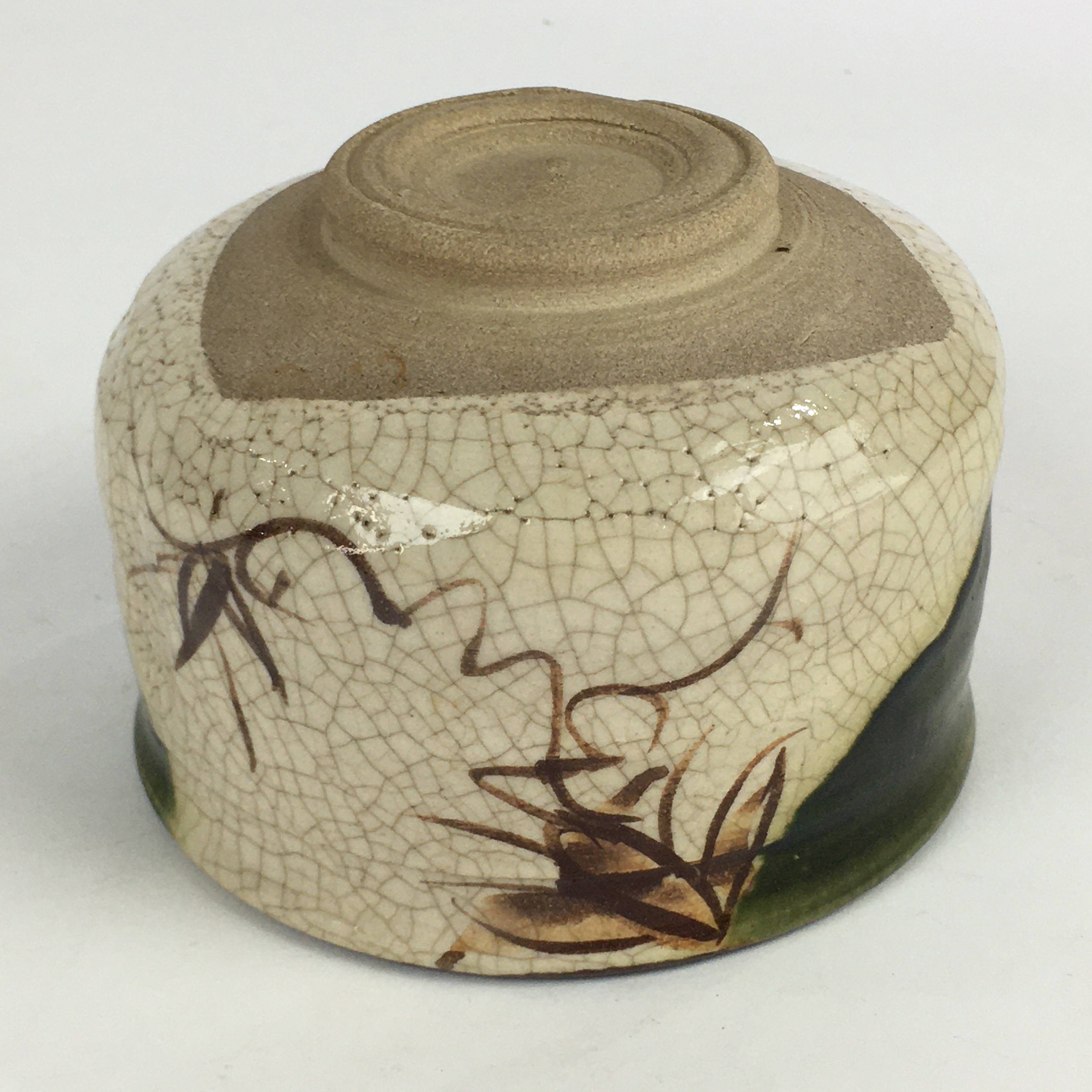 Japanese Ceramic Tea Ceremony Green Tea Bowl Vtg Chawan Oribe GTB930