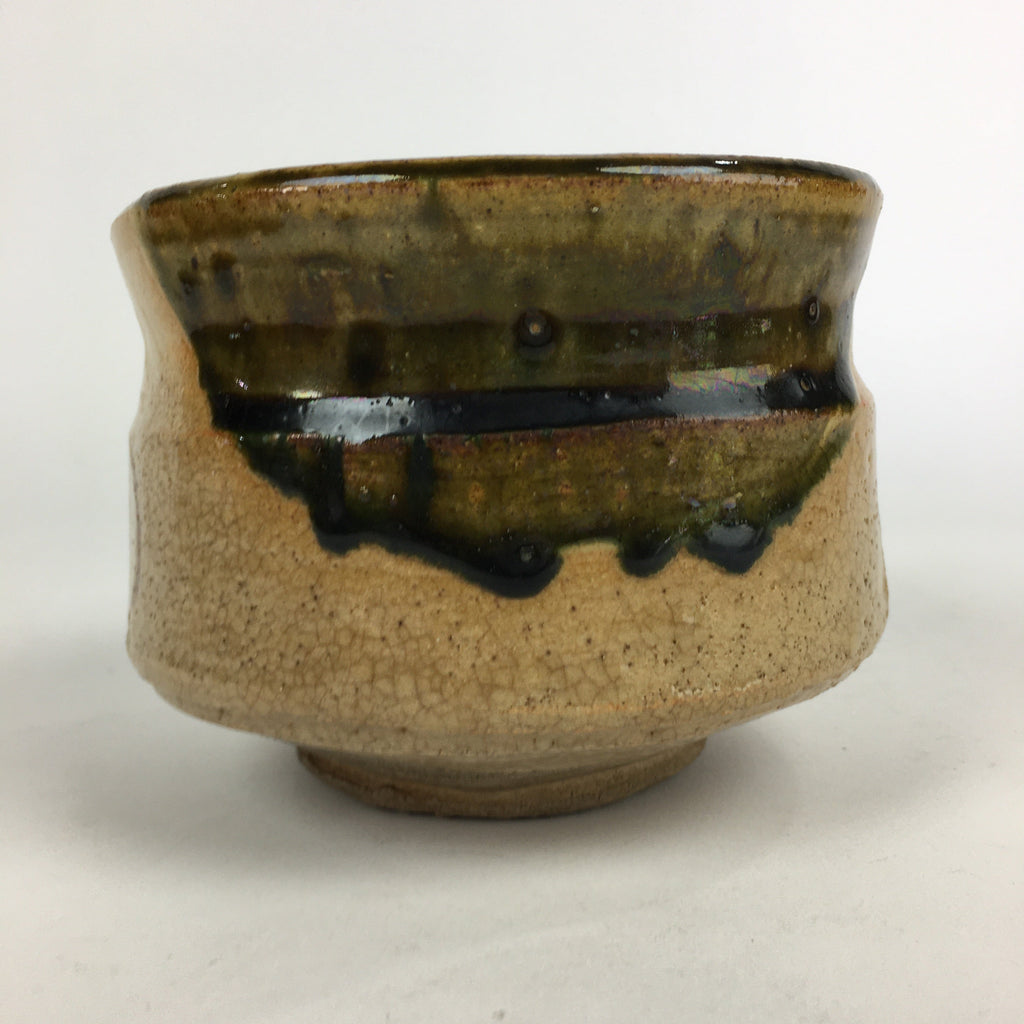 Japanese Ceramic Tea Ceremony Green Tea Bowl Vtg Chawan Oribe GTB935