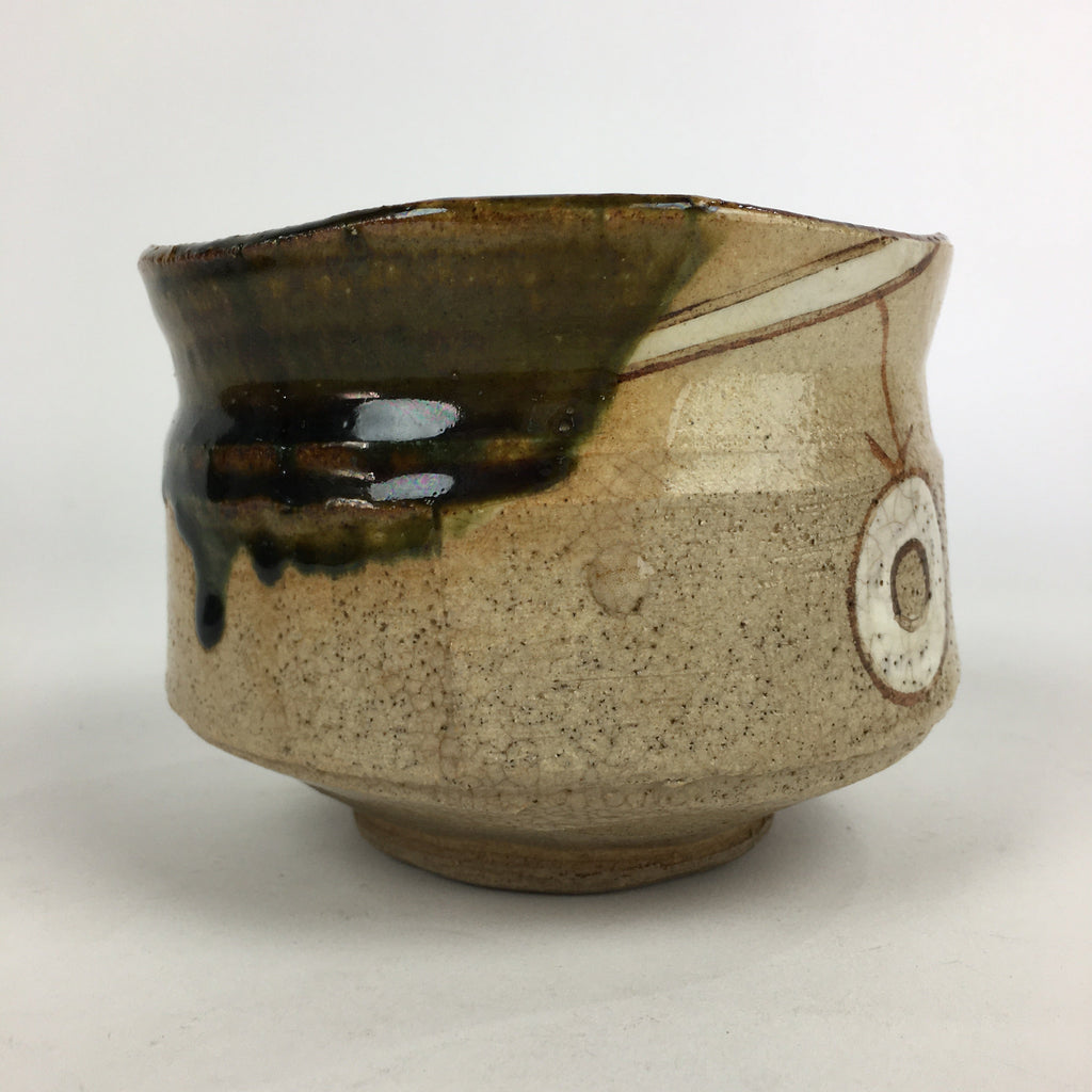 Japanese Ceramic Tea Ceremony Green Tea Bowl Vtg Chawan Oribe GTB935