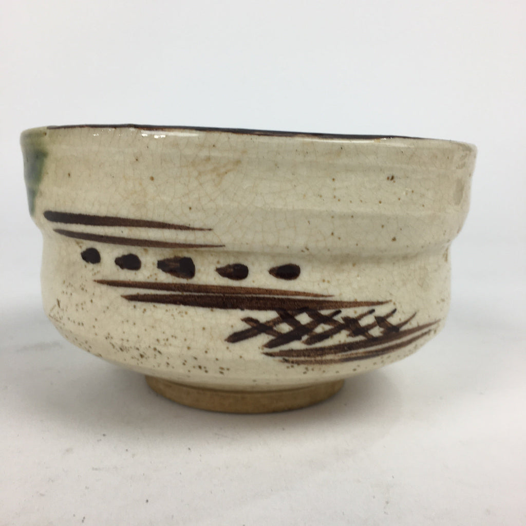 Japanese Ceramic Tea Ceremony Green Tea Bowl Vtg Chawan Oribe Ware GTB848