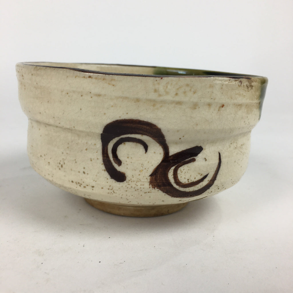 Japanese Ceramic Tea Ceremony Green Tea Bowl Vtg Chawan Oribe Ware GTB848