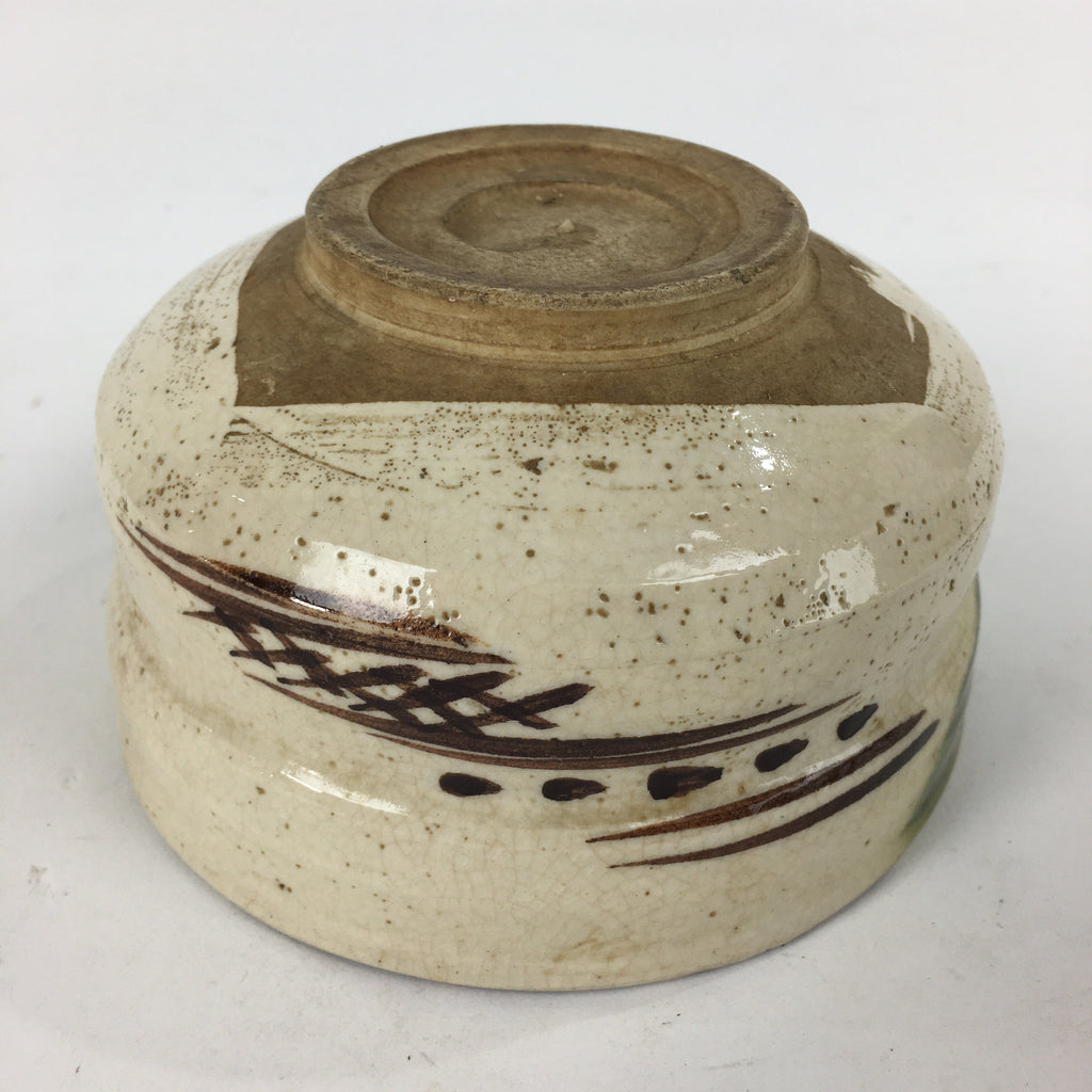 Japanese Ceramic Tea Ceremony Green Tea Bowl Vtg Chawan Oribe Ware GTB848
