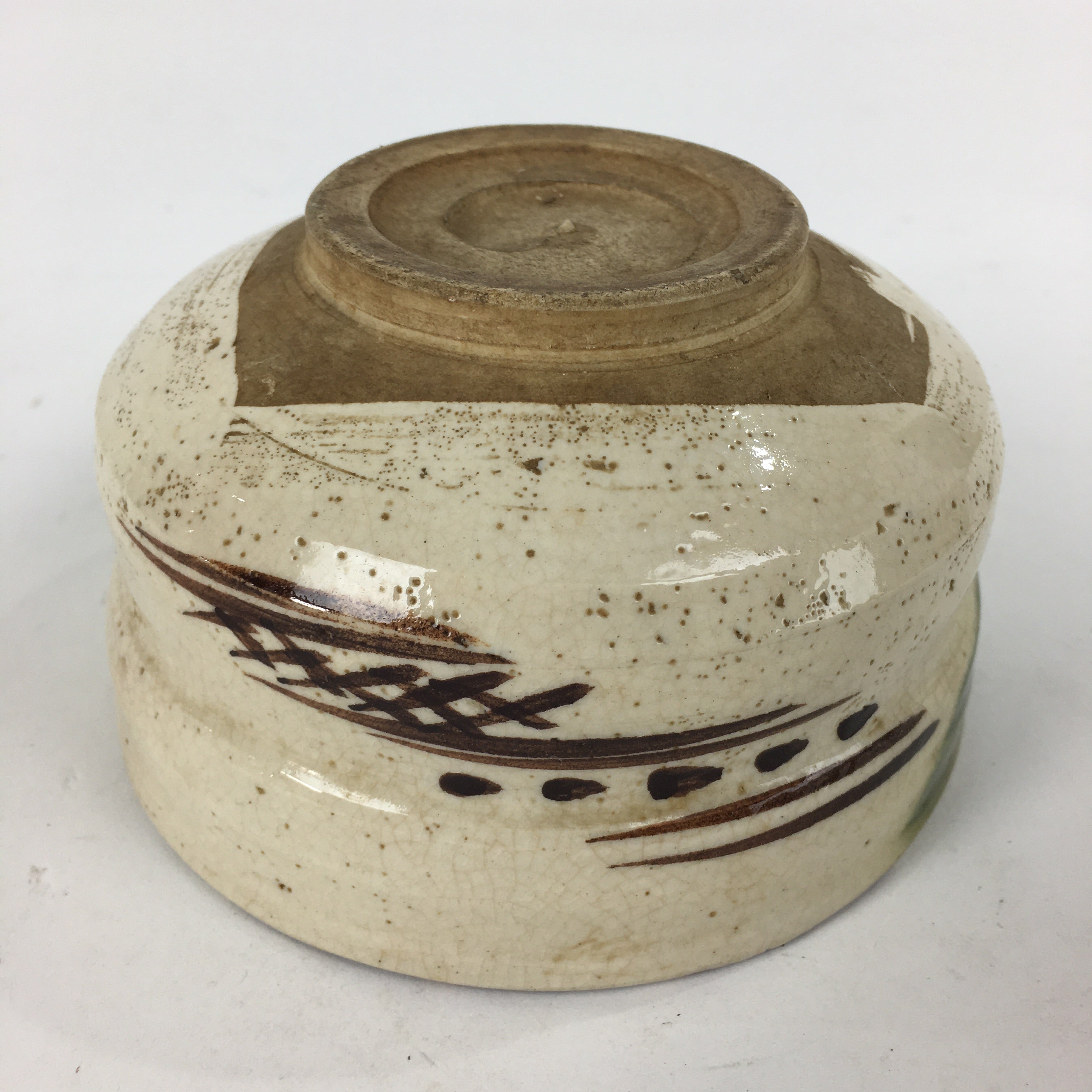 Japanese Ceramic Tea Ceremony Green Tea Bowl Vtg Chawan Oribe Ware GTB848
