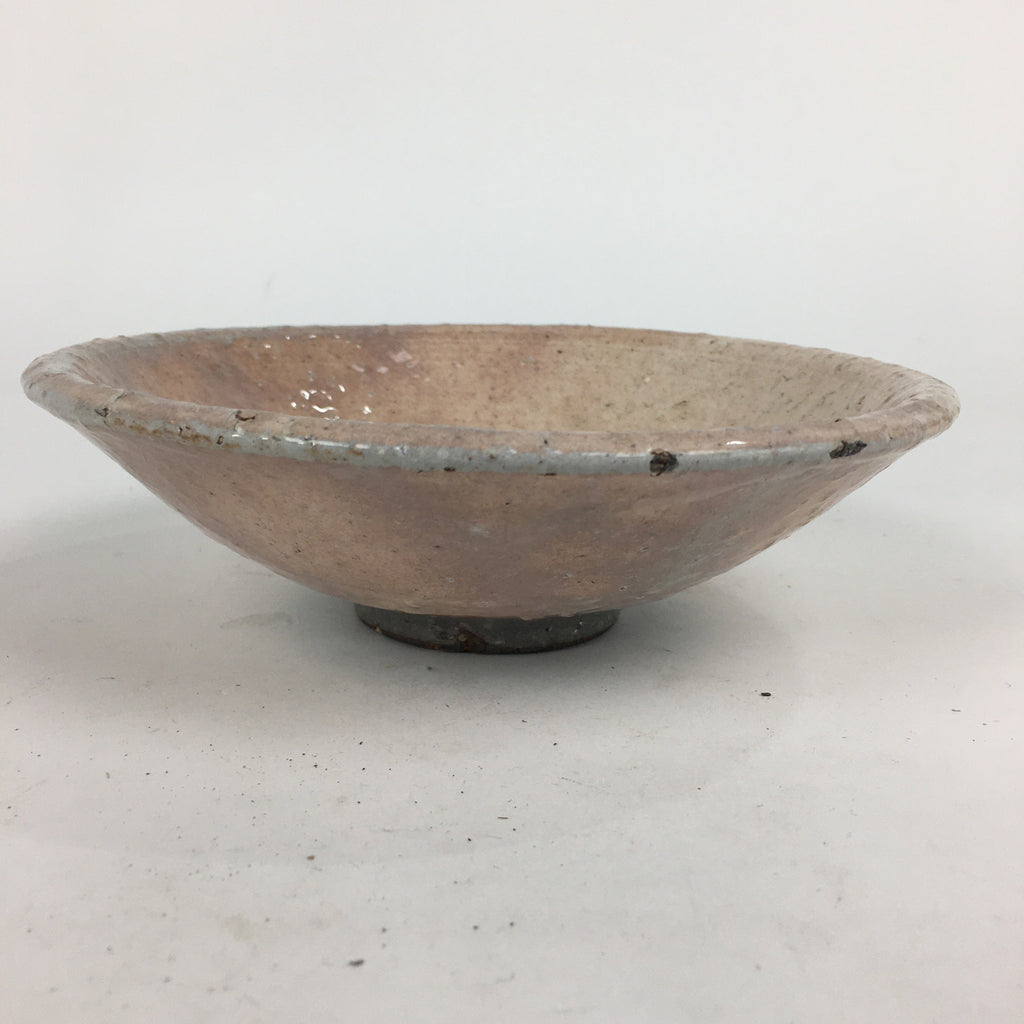Japanese Ceramic Tea Ceremony Green Tea Bowl Vtg Chawan Pink Gray PP857