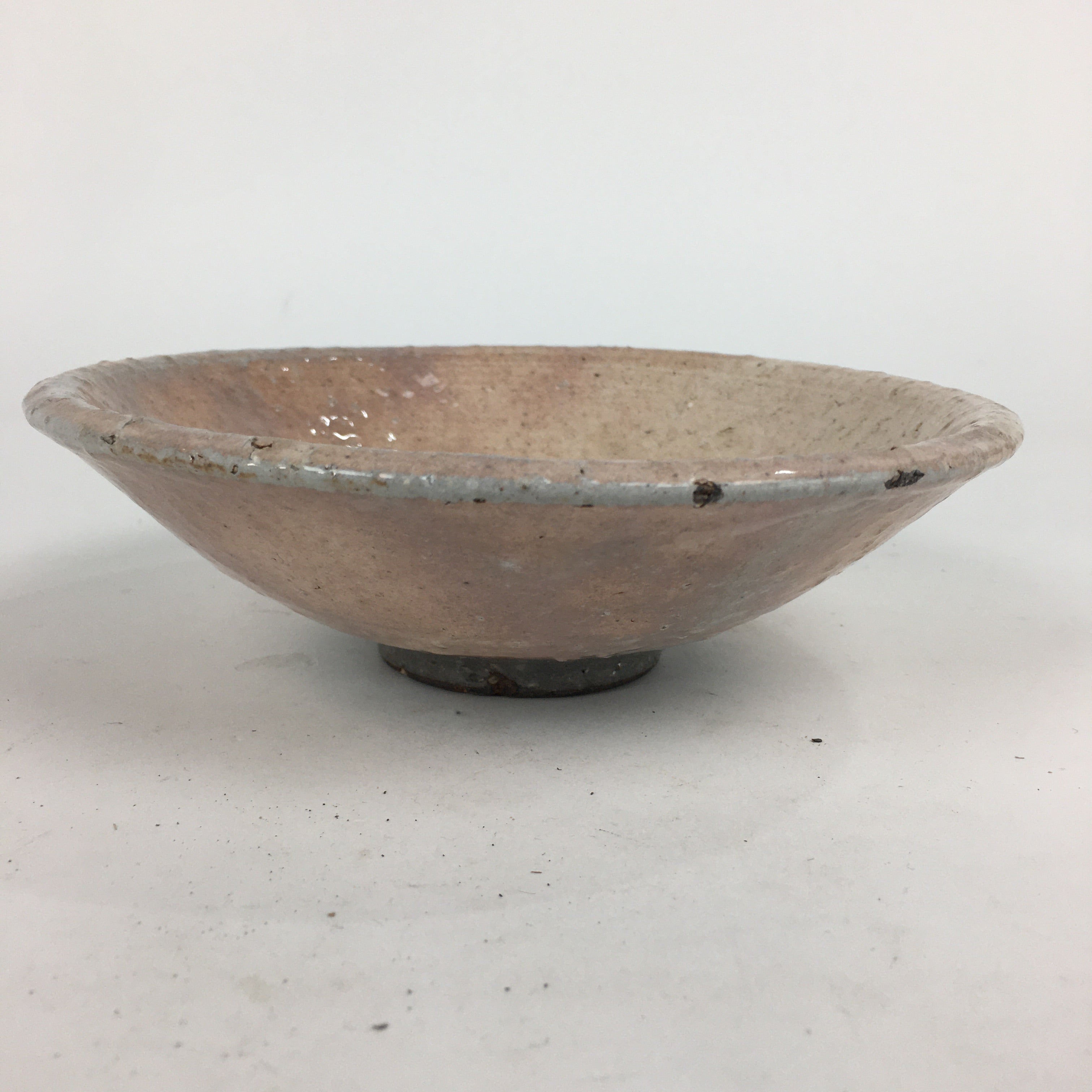 Japanese Ceramic Tea Ceremony Green Tea Bowl Vtg Chawan Pink Gray PP857