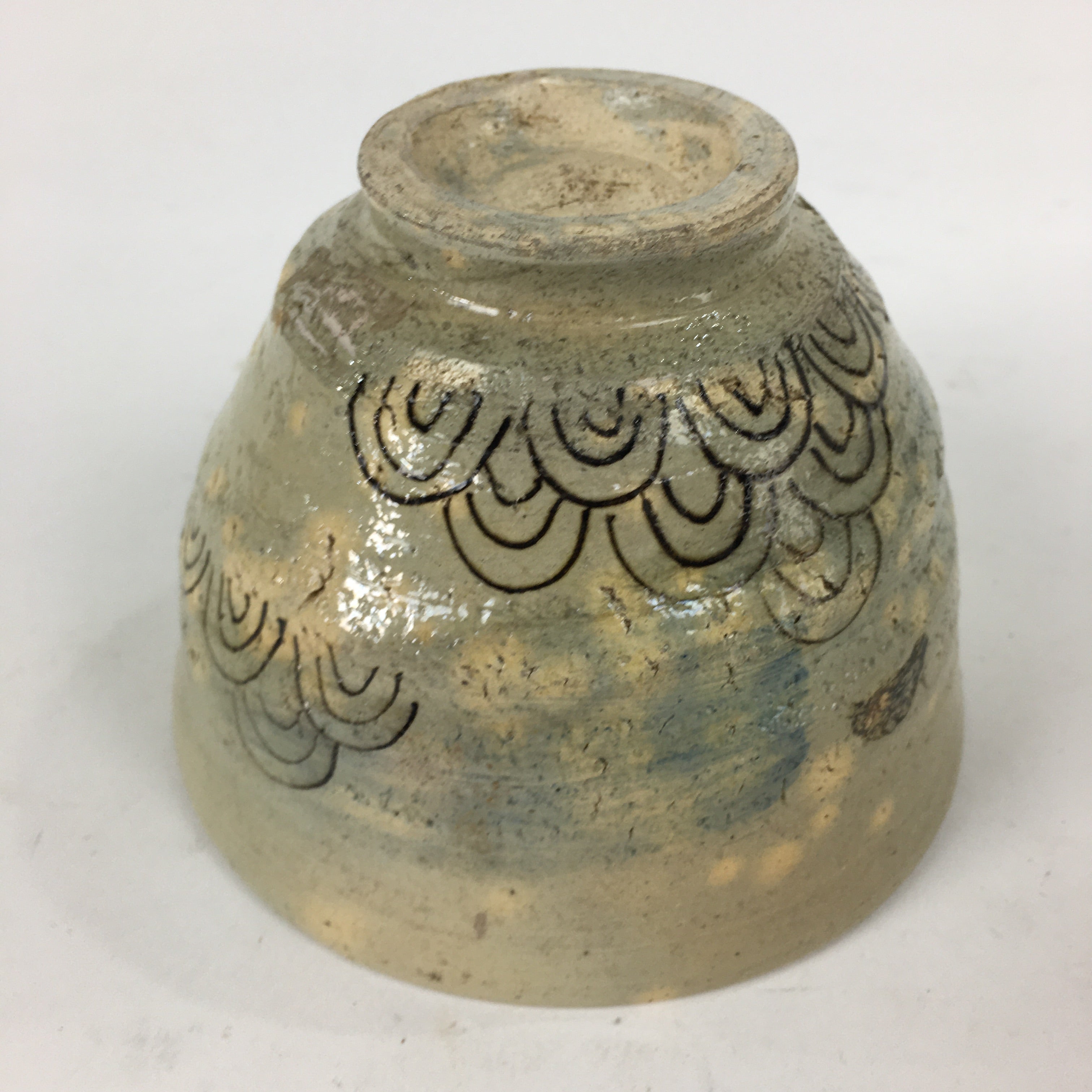 Japanese Ceramic Tea Ceremony Green Tea Bowl Vtg Chawan White GTB847