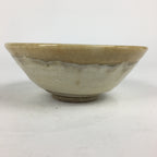 Japanese Ceramic Tea Ceremony Green Tea Bowl Vtg Chawan White Yellow GTB855