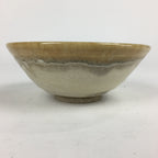 Japanese Ceramic Tea Ceremony Green Tea Bowl Vtg Chawan White Yellow GTB855