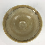 Japanese Ceramic Tea Ceremony Green Tea Bowl Vtg Chawan White Yellow GTB855