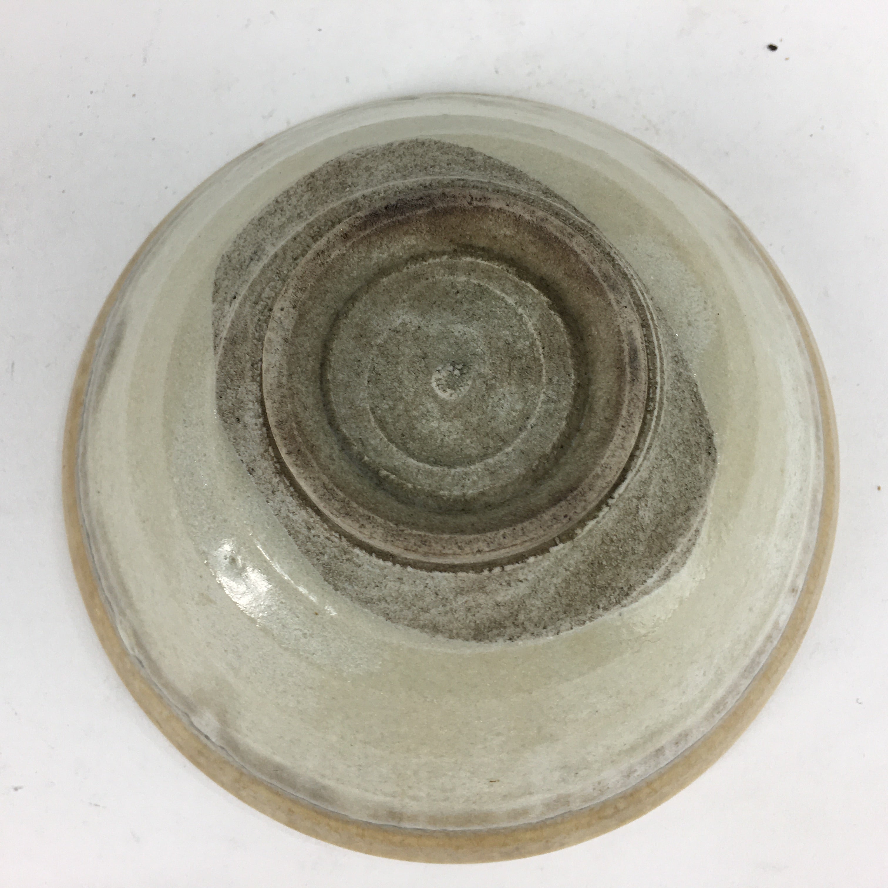 Japanese Ceramic Tea Ceremony Green Tea Bowl Vtg Chawan White Yellow GTB855