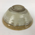 Japanese Ceramic Tea Ceremony Green Tea Bowl Vtg Chawan White Yellow GTB855