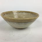 Japanese Ceramic Tea Ceremony Green Tea Bowl Vtg Chawan White Yellow GTB855