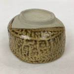 Japanese Ceramic Tea Ceremony Green Tea Bowl Vtg Chawan Yellow Brown GTB864