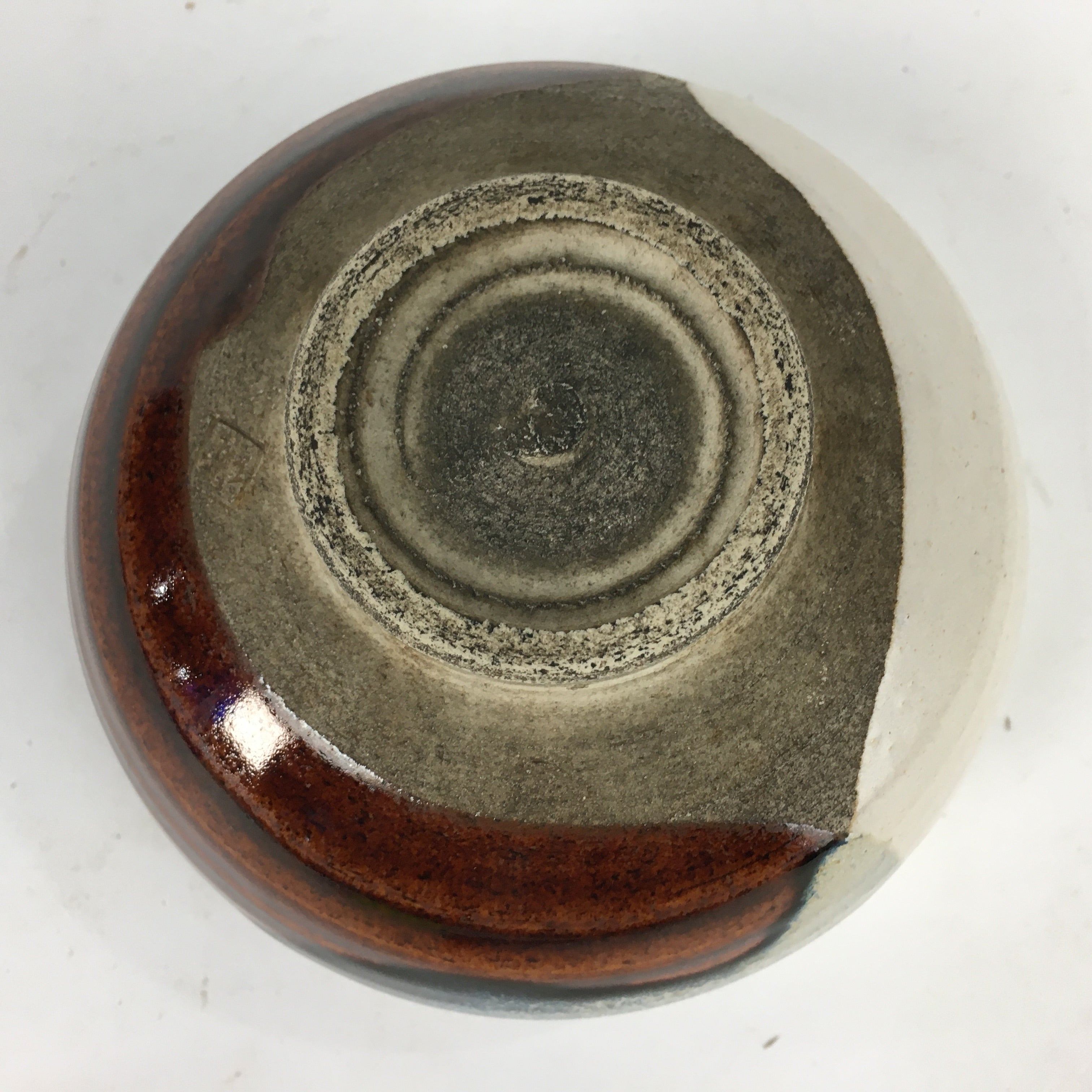 Japanese Ceramic Tea Ceremony Green Tea Bowl Vtg White Brown Chawan GTB838