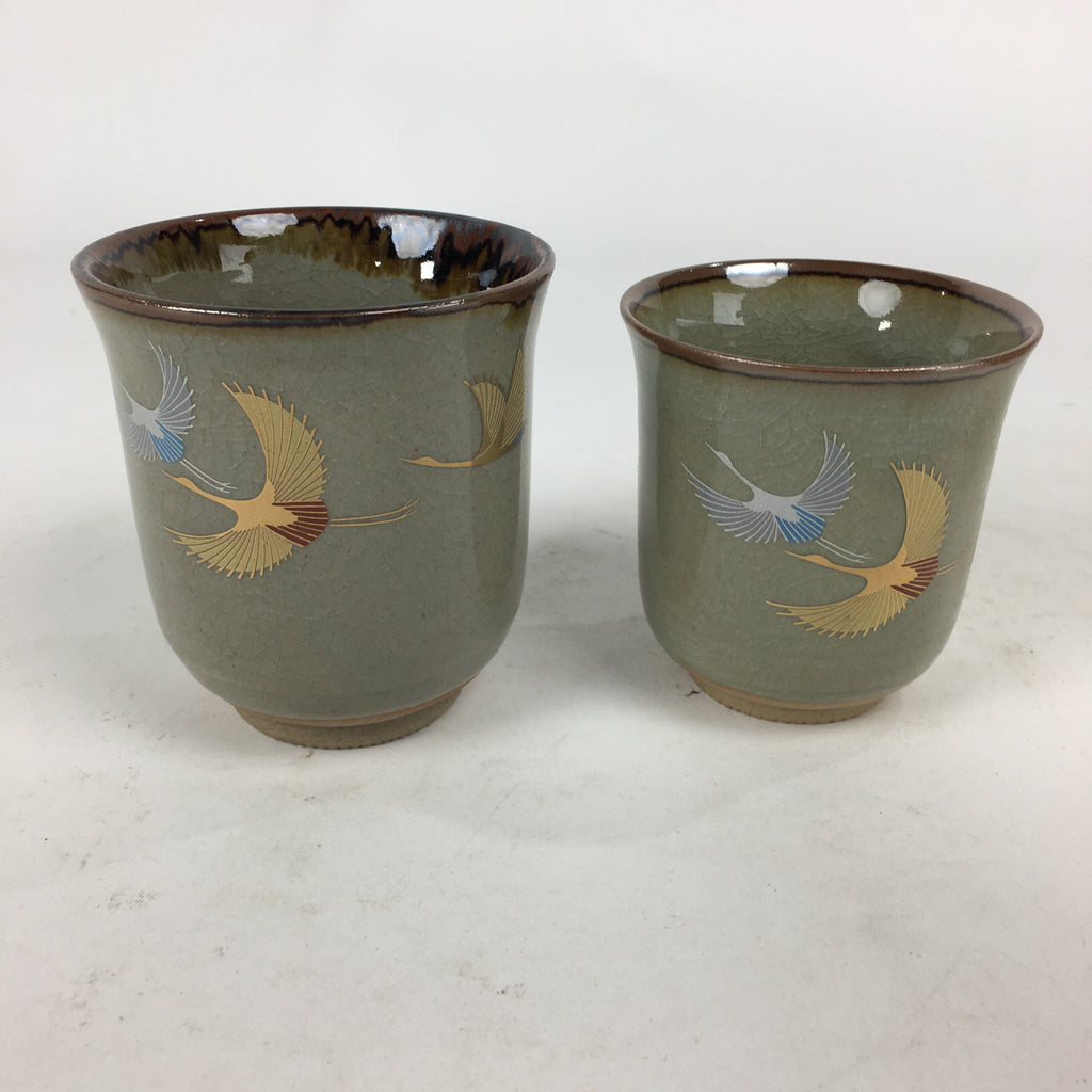 Japanese Ceramic Teacup 2pc Pair Vtg Boxed Pottery Yunomi Sencha PX581