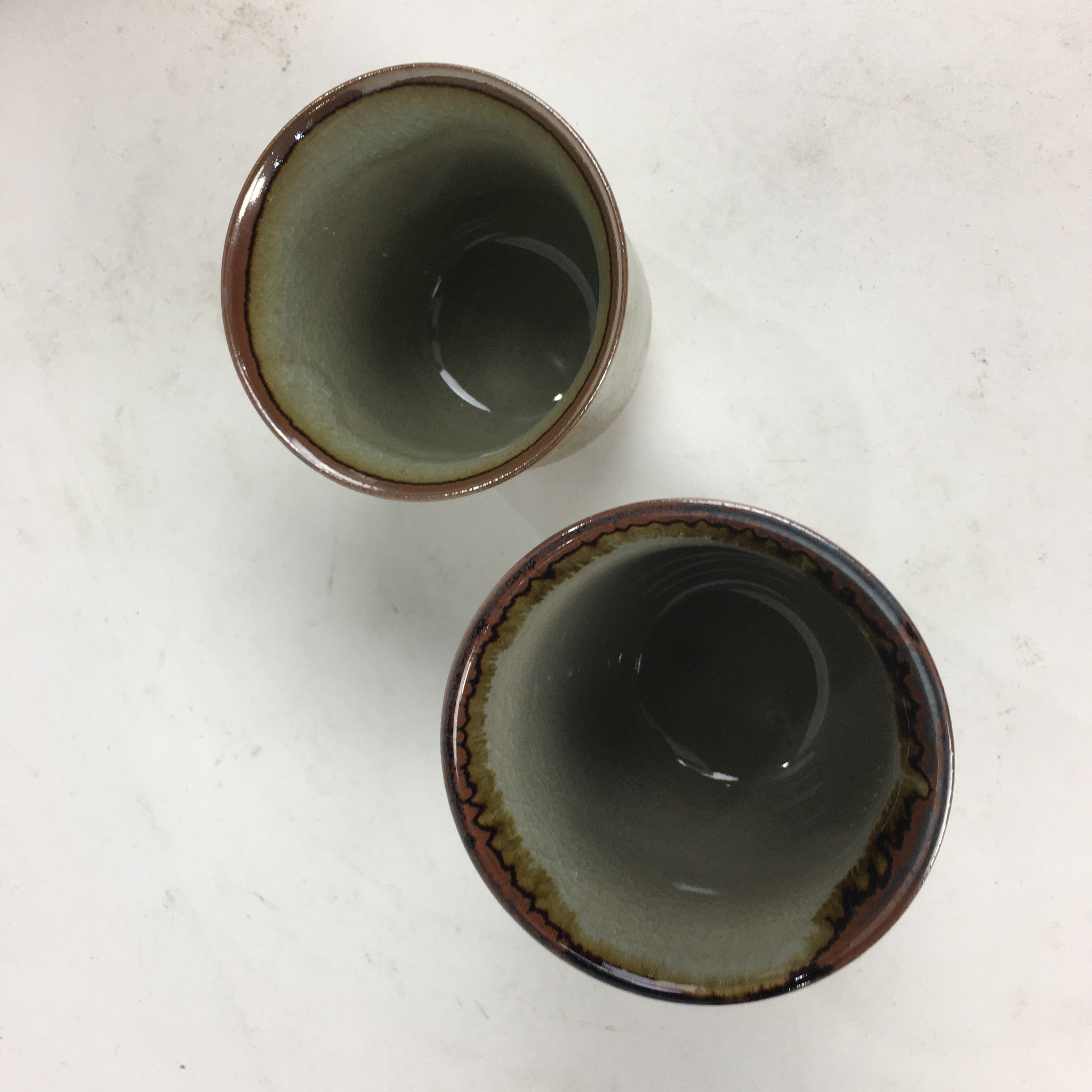 Japanese Ceramic Teacup 2pc Pair Vtg Boxed Pottery Yunomi Sencha PX581