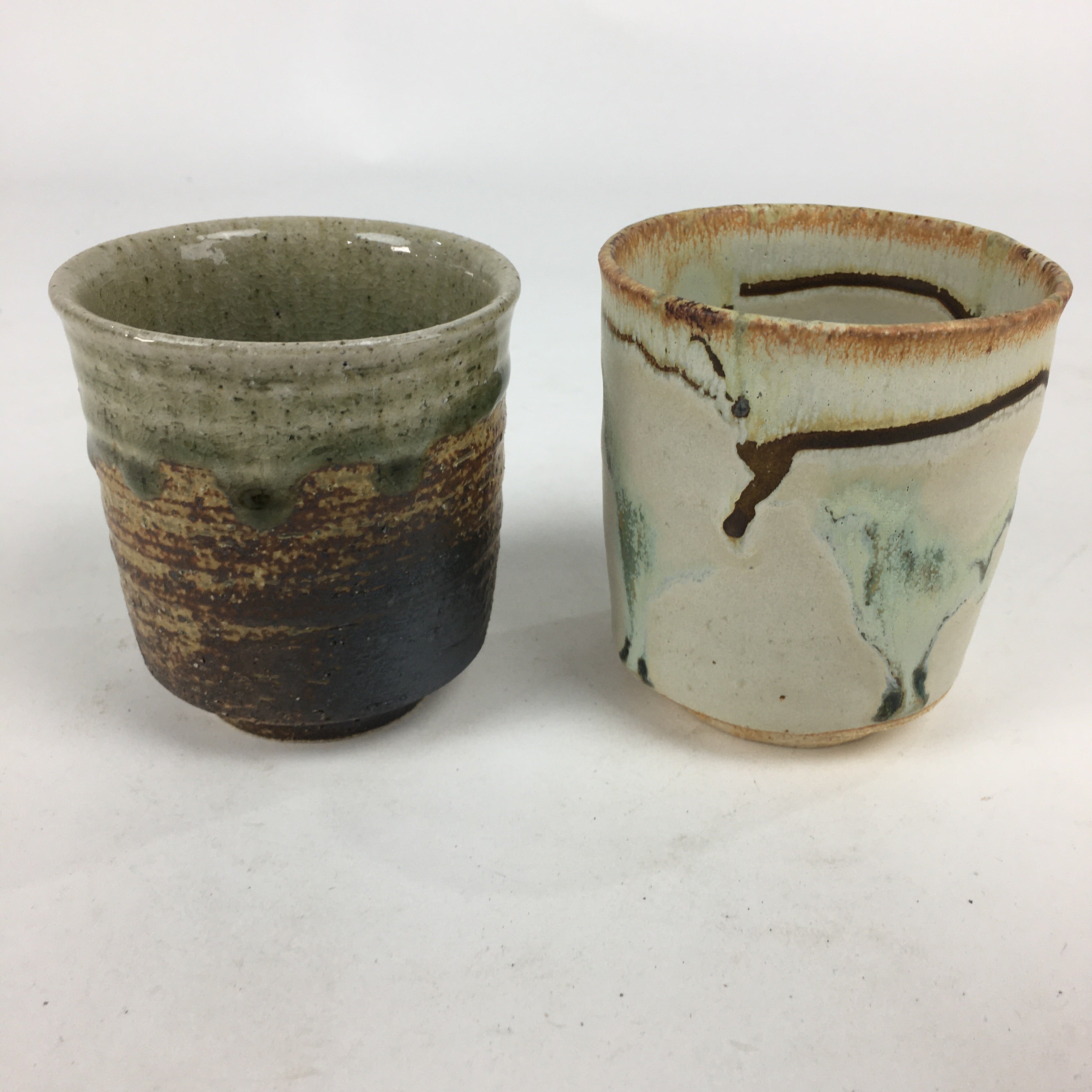 Japanese Ceramic Teacup 2pc Pair Vtg Boxed Pottery Yunomi Sencha PX579