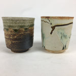 Japanese Ceramic Teacup 2pc Pair Vtg Boxed Pottery Yunomi Sencha PX579