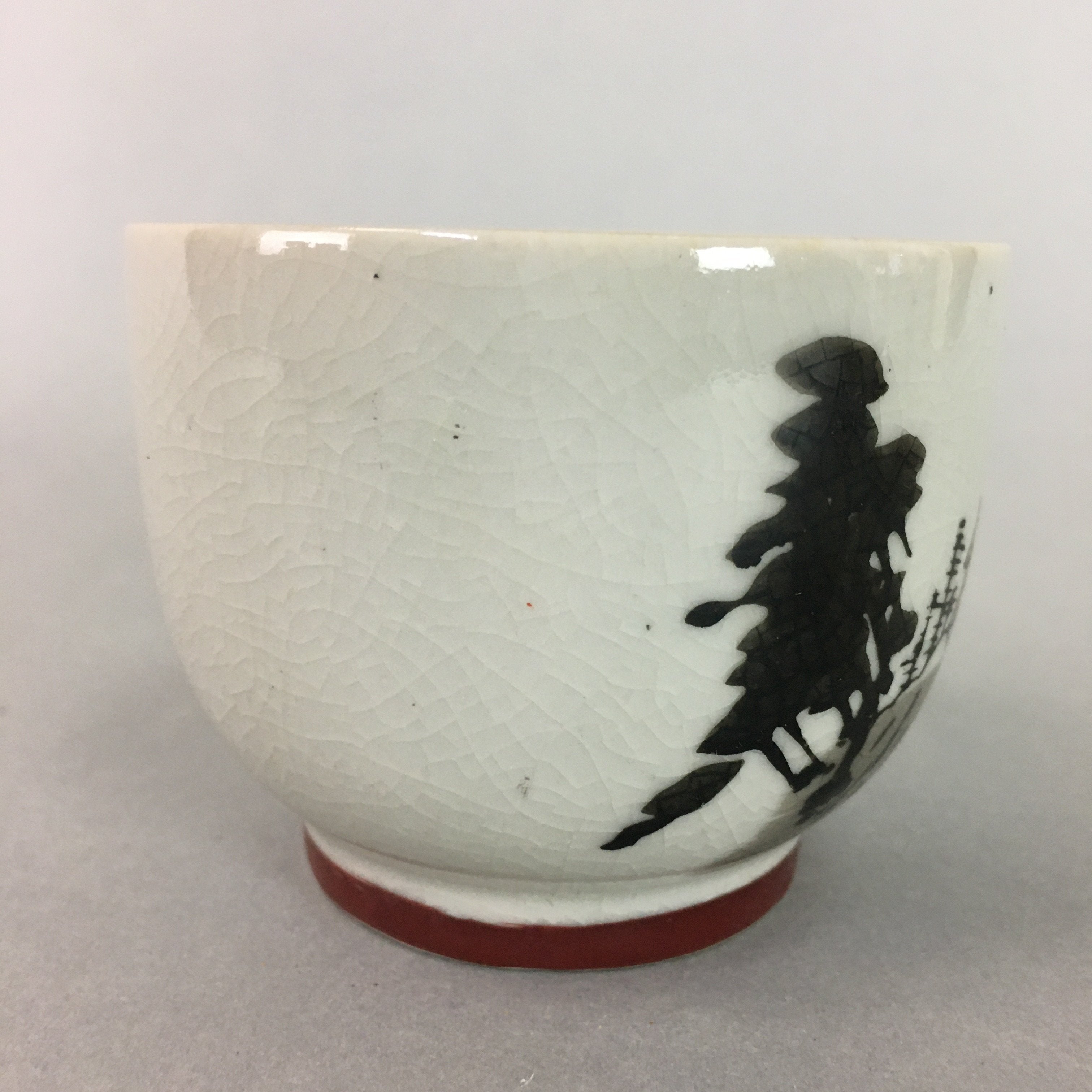 Japanese Ceramic Teacup Kutani Ware Yunomi Vtg Pottery Sencha Beige TC107