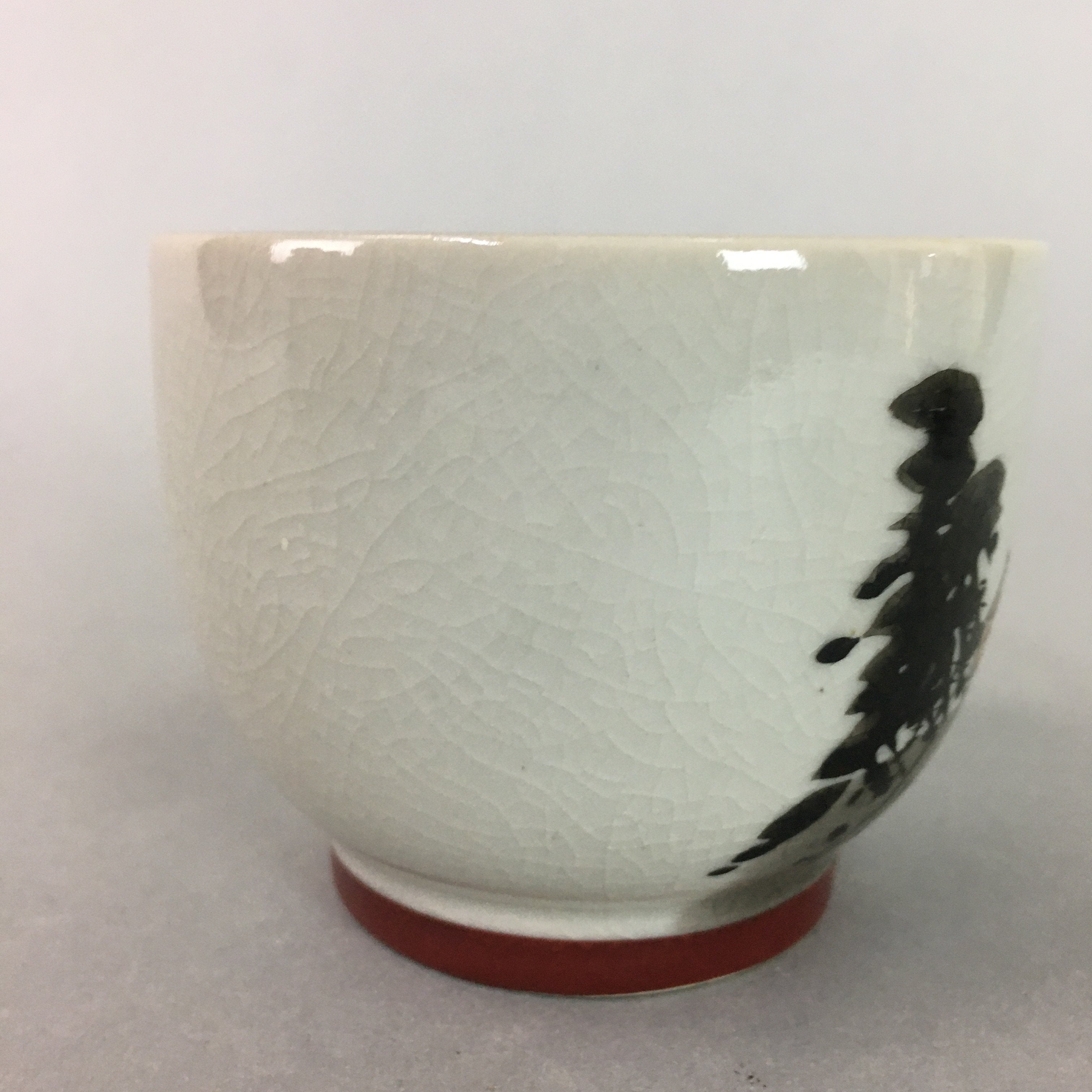 Japanese Ceramic Teacup Kutani Ware Yunomi Vtg Pottery Sencha Beige TC108