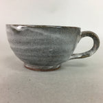 Japanese Ceramic Teacup Saucer Gray Shino ware Vtg Mug Pottery Handle PP11
