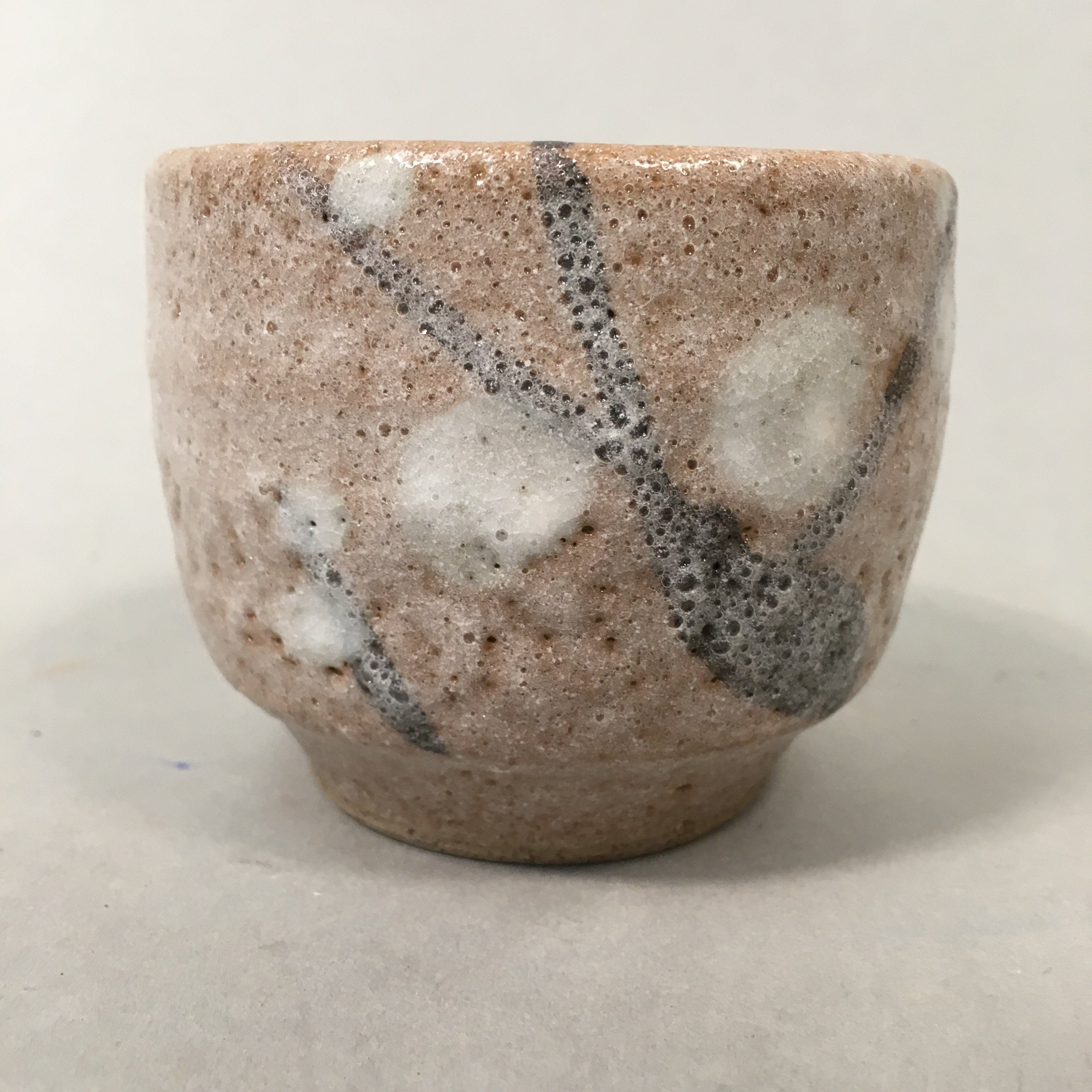 Japanese Ceramic Teacup Shino Yunomi Vtg Pottery Plum Blossom Sencha TC160