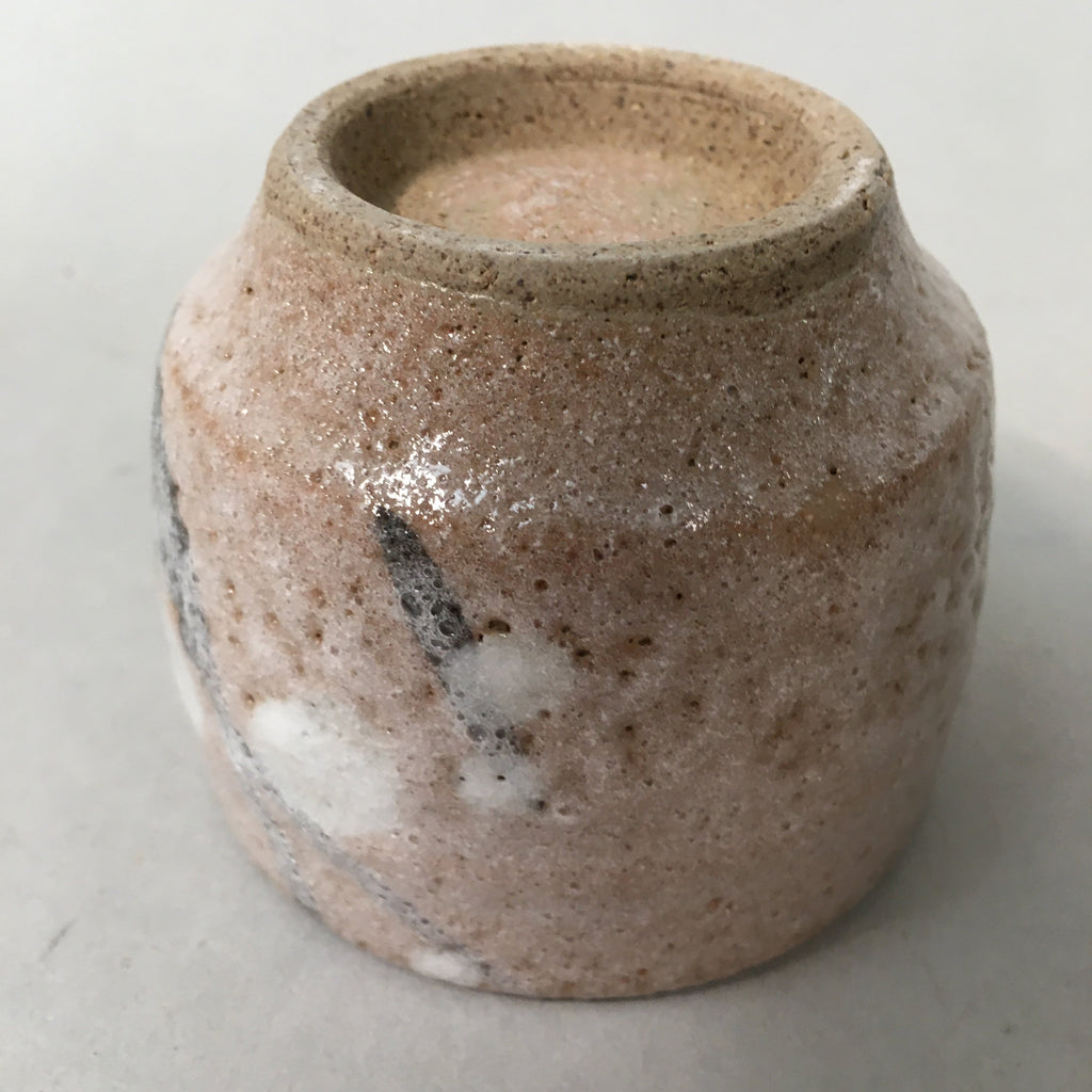 Japanese Ceramic Teacup Shino Yunomi Vtg Pottery Plum Blossom Sencha TC160