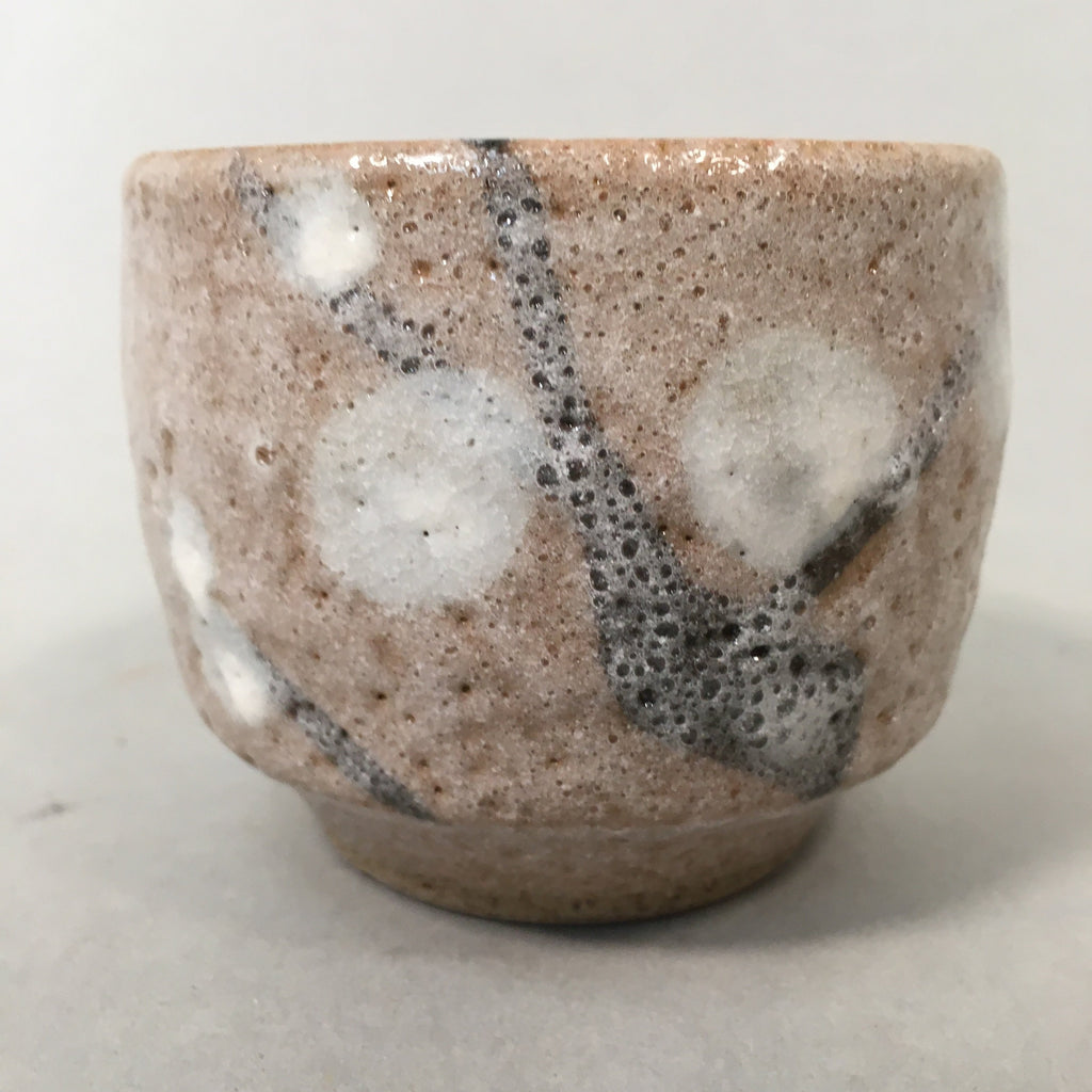 Japanese Ceramic Teacup Shino Yunomi Vtg Pottery Plum Blossom Sencha TC161