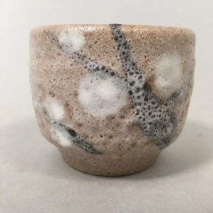 Japanese Ceramic Teacup Shino Yunomi Vtg Pottery Plum Blossom Sencha TC162