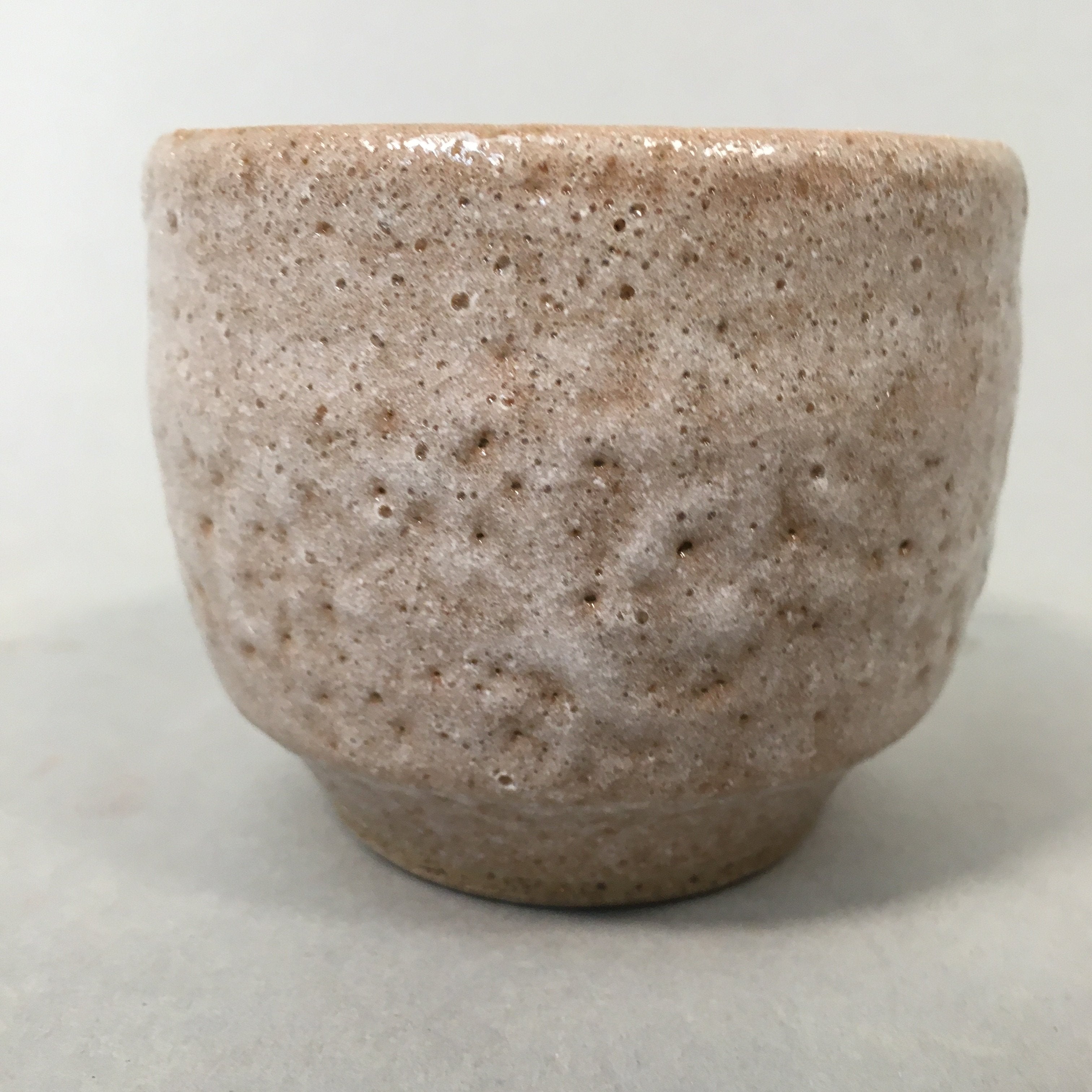 Japanese Ceramic Teacup Shino Yunomi Vtg Pottery Plum Blossom Sencha TC162