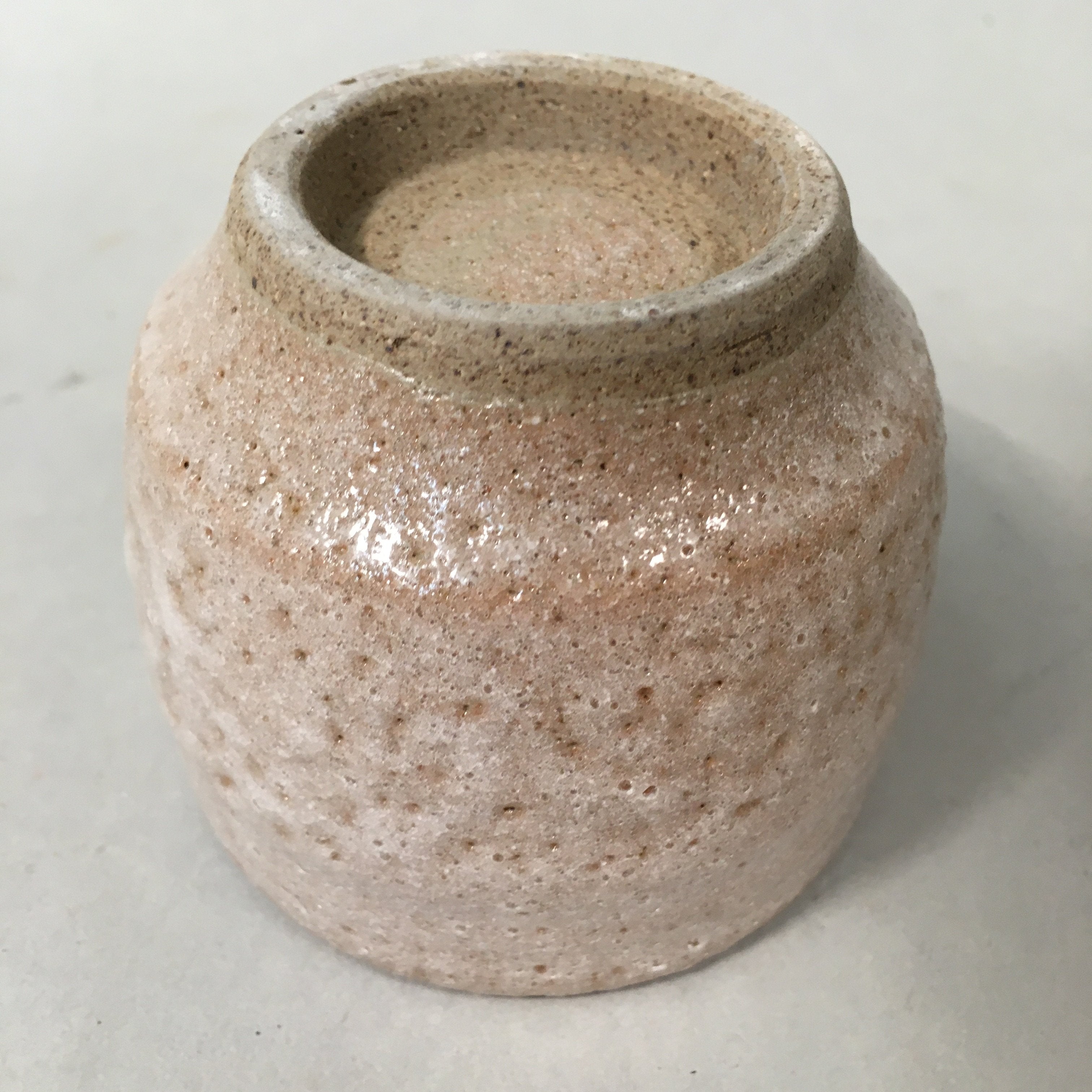 Japanese Ceramic Teacup Shino Yunomi Vtg Pottery Plum Blossom Sencha TC162