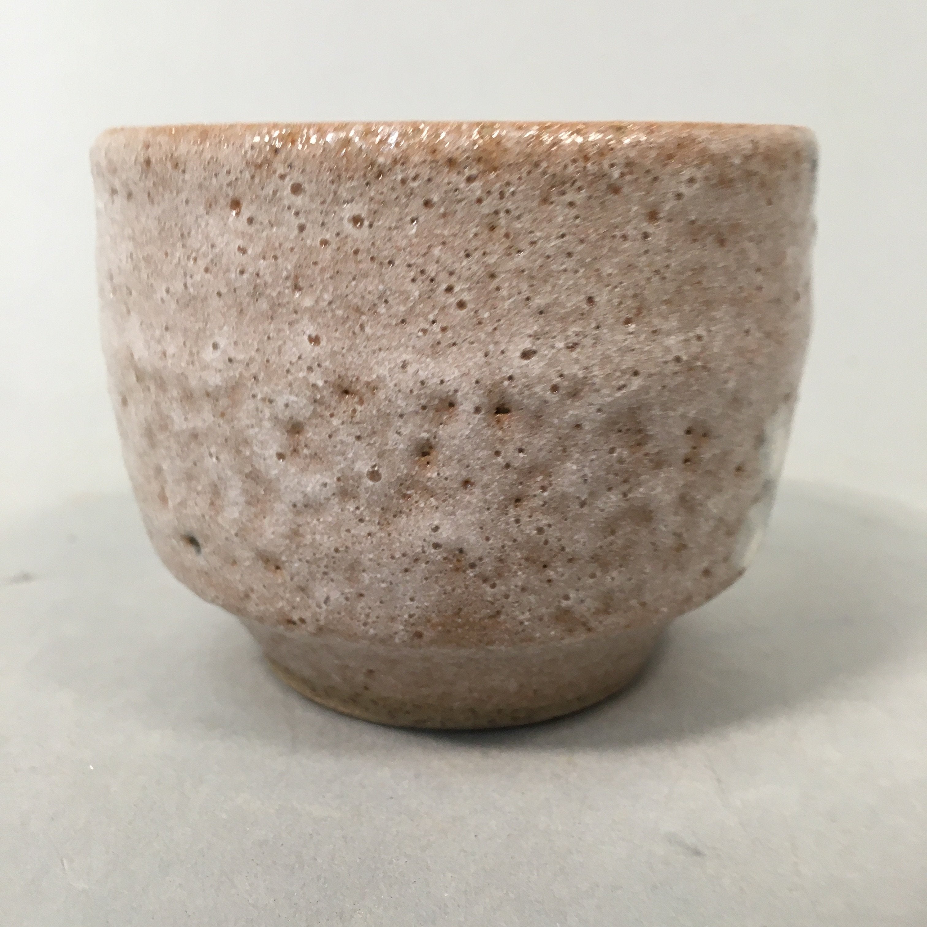 Japanese Ceramic Teacup Shino Yunomi Vtg Pottery Plum Blossom Sencha TC163