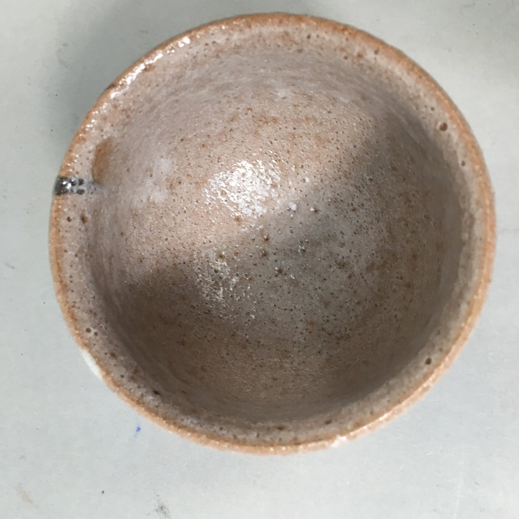 Japanese Ceramic Teacup Shino Yunomi Vtg Pottery Plum Blossom Sencha TC163