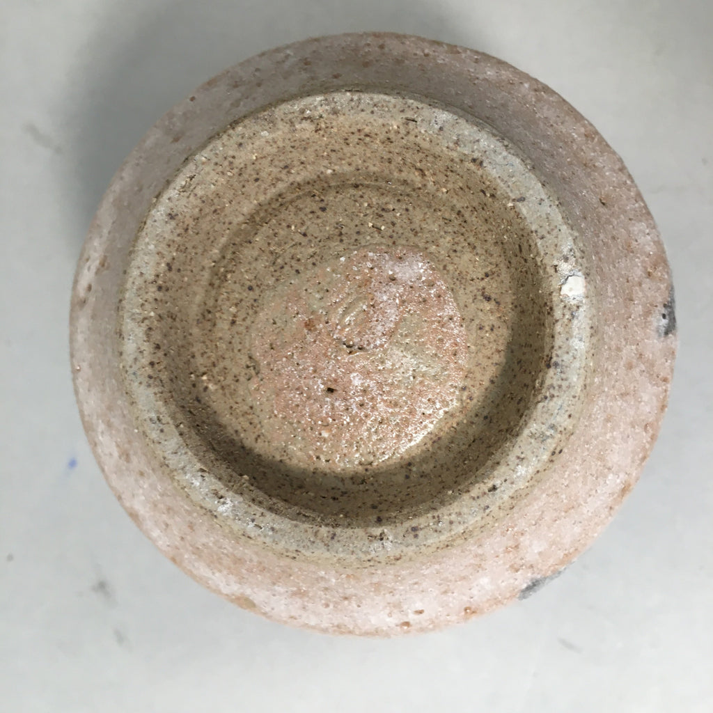 Japanese Ceramic Teacup Shino Yunomi Vtg Pottery Plum Blossom Sencha TC163