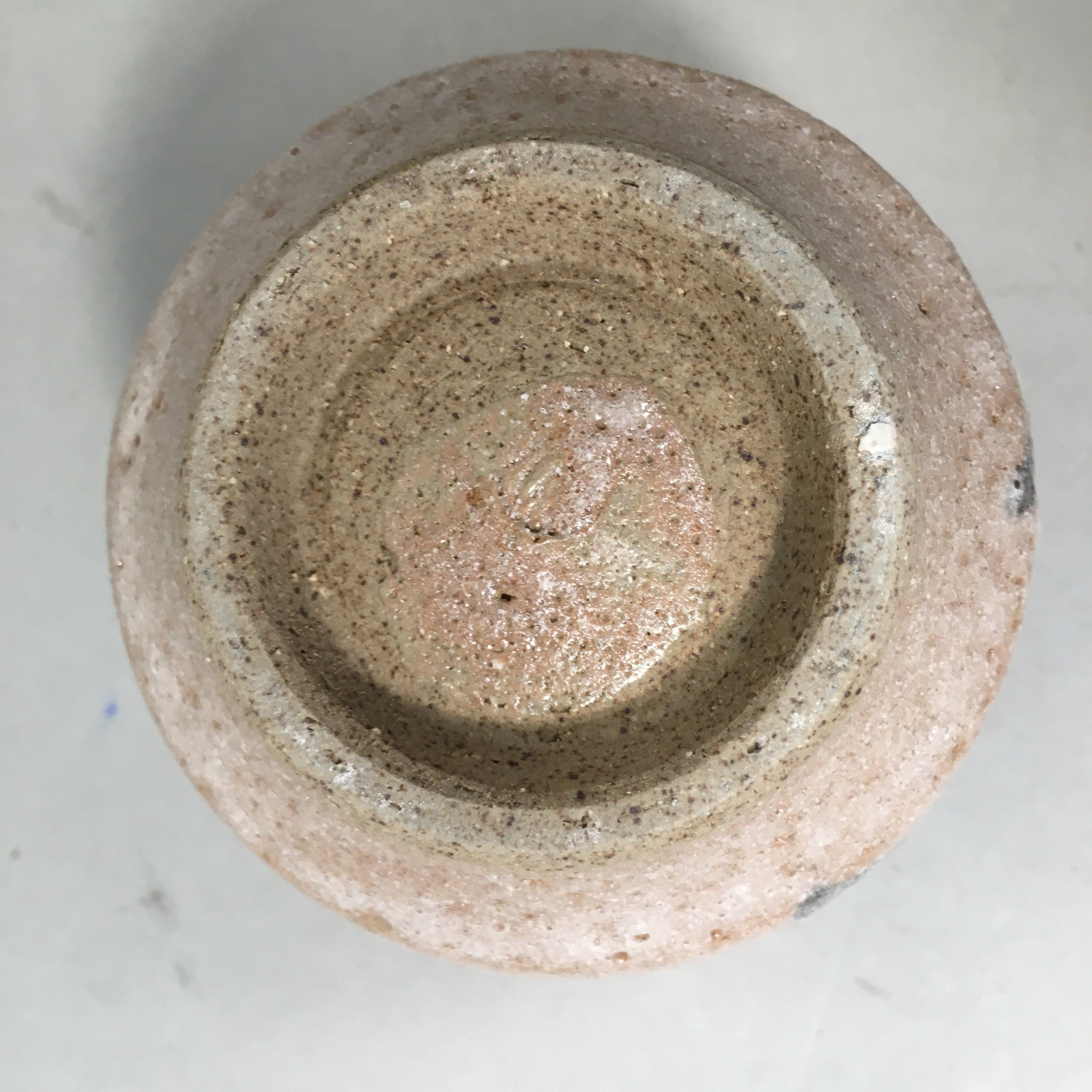 Japanese Ceramic Teacup Shino Yunomi Vtg Pottery Plum Blossom Sencha TC163