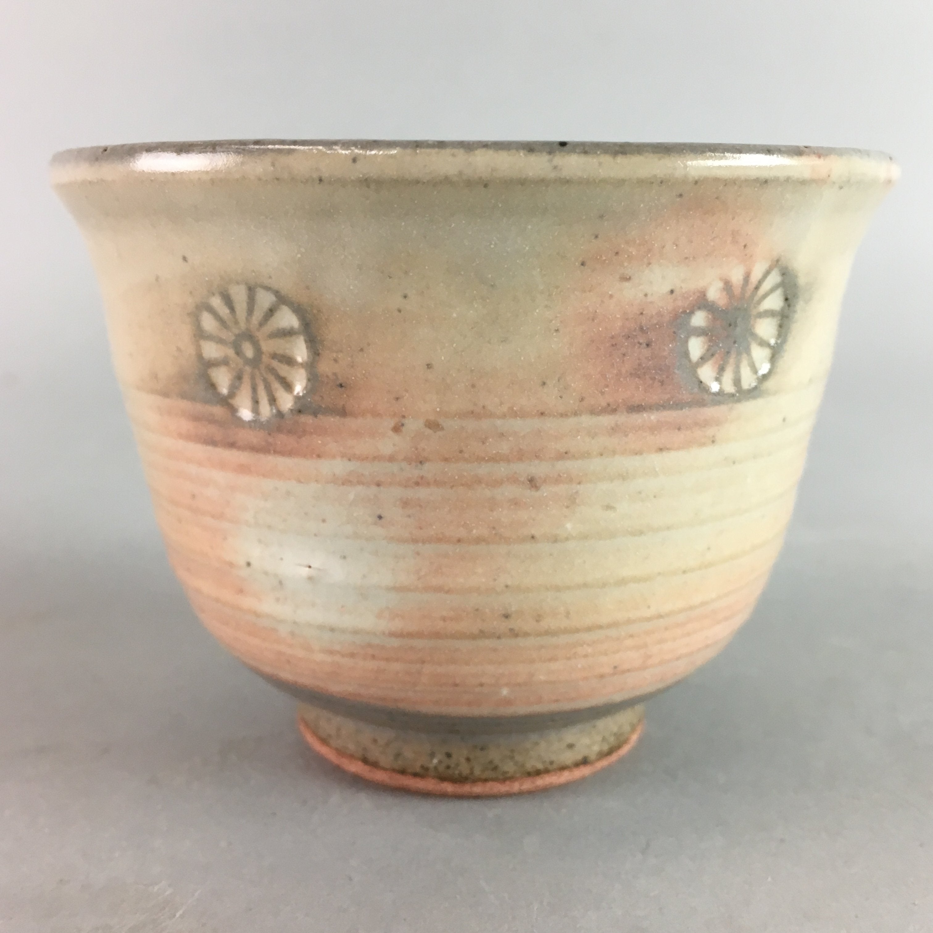 Japanese Ceramic Teacup Vtg Kohiki Pottery White Clay Pink Yunomi Sencha PT616