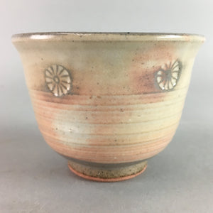 Japanese Ceramic Teacup Vtg Kohiki Pottery White Clay Pink Yunomi Sencha PT616